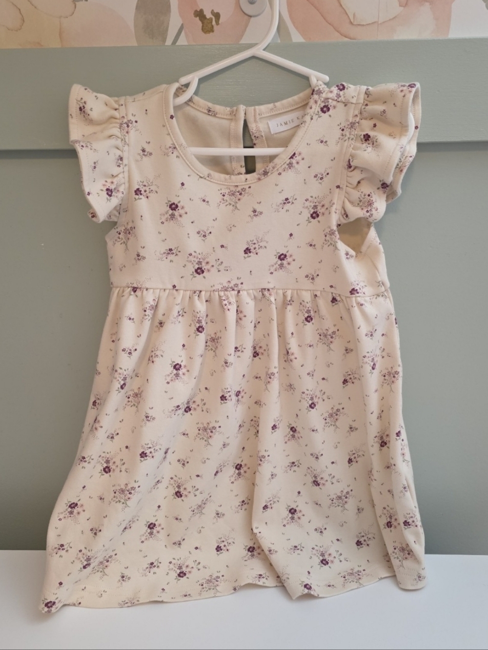Jamie Kay 4 Or 4t Cream Floral Ruffle Sleeve Organic Cotton Cottagecore Dress